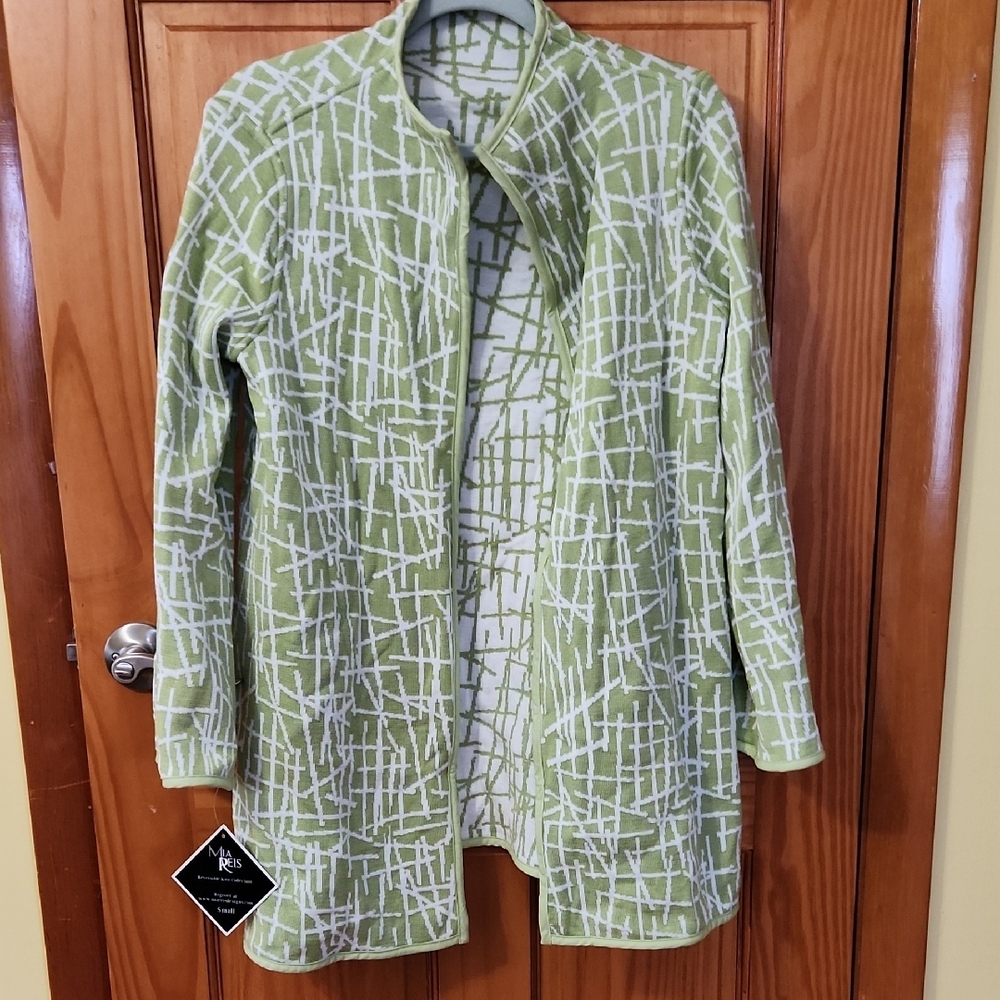 Green Patterned Women's Reversible Jacket